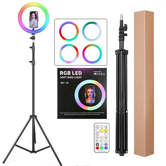 MJ36 14 inch 36cm RGB soft RIng Light with 7.5ft Tripod stand Circle Photography lighting for Tiktok, youtube , vlog, makeup etc - Online Shopping in Pakistan: Beauty, Fashion, Electronics, Sports & Lifestyle, VR, Skincare