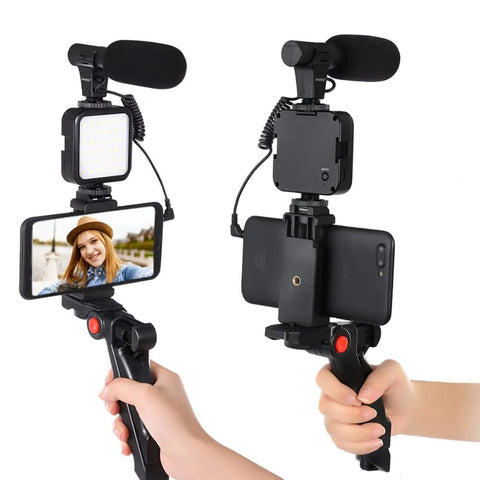 Mobile Vlogging Kit Video Making kit, with tripod stand, Microphone, Led Light, Mobile Holder ALL IN ONE VLOGGING Kit Tripod Shoot Video Making Vlogging Kit Tripod with Remote - Online Shopping in Pakistan: Beauty, Fashion, Electronics, Sports & Lifestyle, VR, Skincare