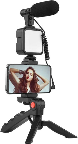 Mobile Vlogging Kit Video Making kit, with tripod stand, Microphone, Led Light, Mobile Holder ALL IN ONE VLOGGING Kit Tripod Shoot Video Making Vlogging Kit Tripod with Remote - Online Shopping in Pakistan: Beauty, Fashion, Electronics, Sports & Lifestyle, VR, Skincare