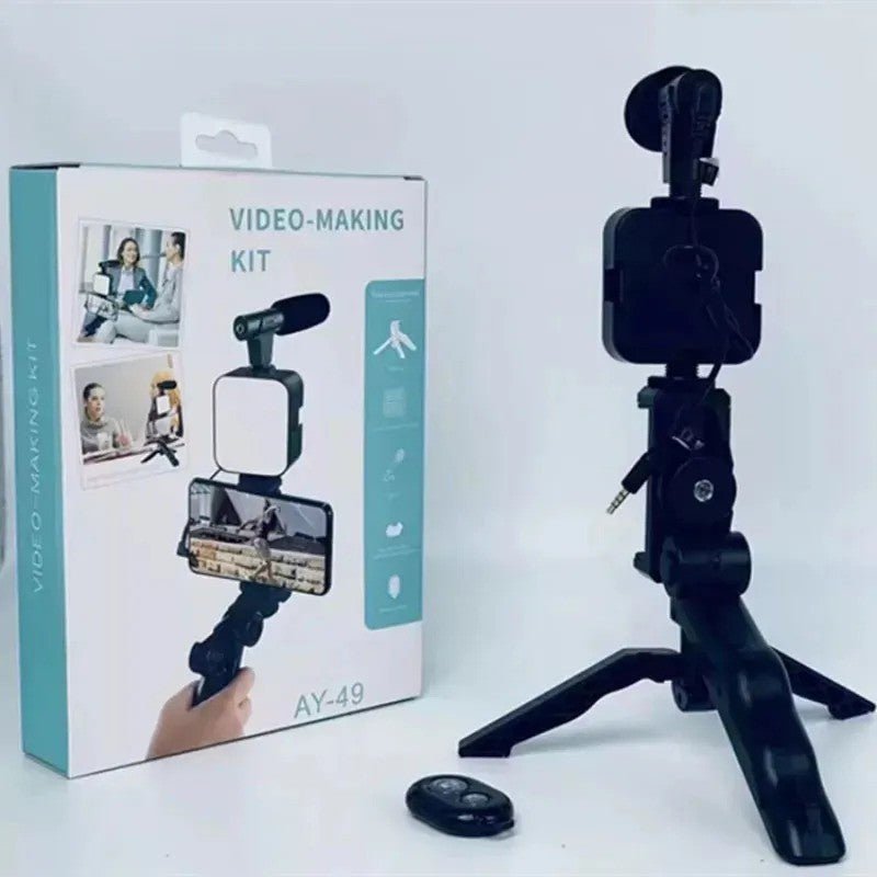 Mobile Vlogging Kit Video Making kit, with tripod stand, Microphone, Led Light, Mobile Holder ALL IN ONE VLOGGING Kit Tripod Shoot Video Making Vlogging Kit Tripod with Remote - Online Shopping in Pakistan: Beauty, Fashion, Electronics, Sports & Lifestyle, VR, Skincare