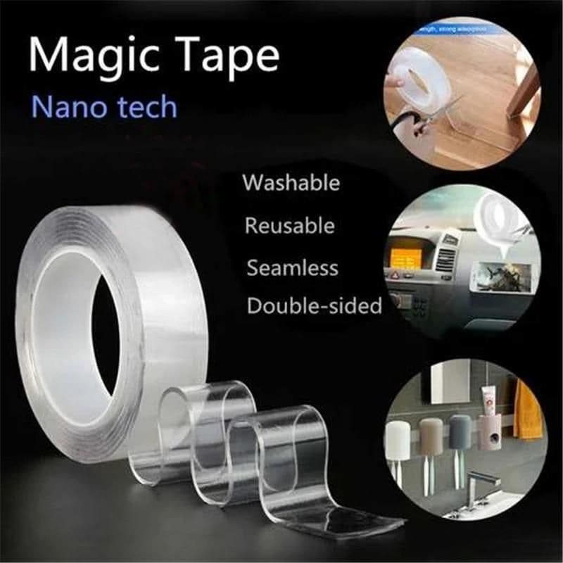 Nano Double Sided Tape Transparent - Washable Silicon Transparent Tape - 3 Meter - Online Shopping in Pakistan: Beauty, Fashion, Electronics, Sports & Lifestyle, VR, Skincare