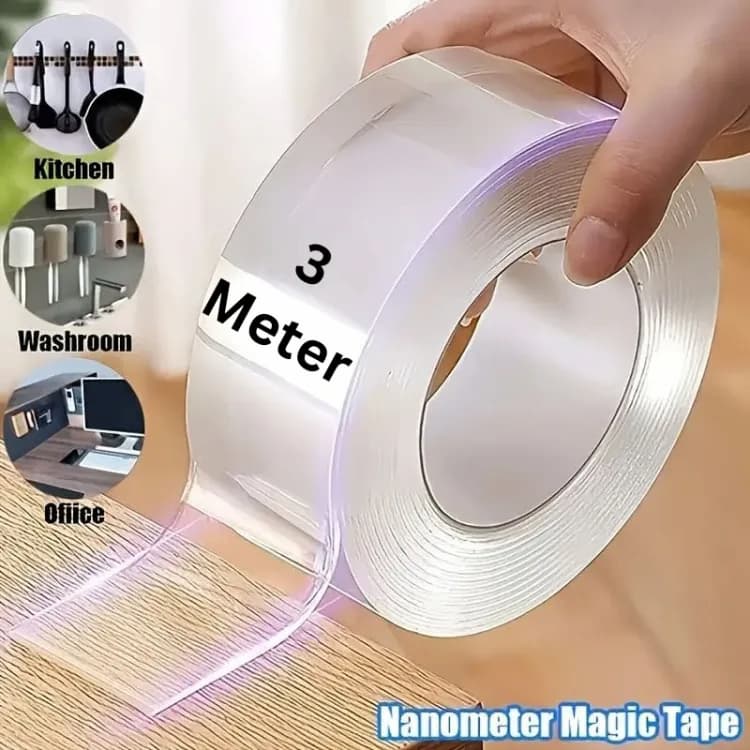 Nano Double Sided Tape Transparent - Washable Silicon Transparent Tape - 3 Meter - Online Shopping in Pakistan: Beauty, Fashion, Electronics, Sports & Lifestyle, VR, Skincare