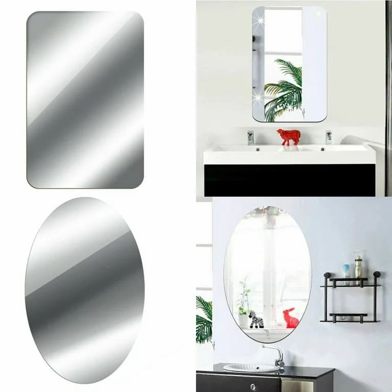 Pack of 2 Oval & Rectangle Shape Flexible Self Adhesive Non-Glass Mirror Sticker, Rectangle Shape Mirror Sticker 200mx300mm - Online Shopping in Pakistan: Beauty, Fashion, Electronics, Sports & Lifestyle, VR, Skincare