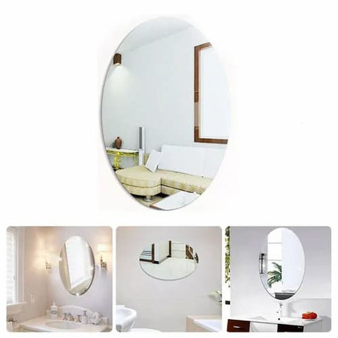 Pack of 2 Oval & Rectangle Shape Flexible Self Adhesive Non-Glass Mirror Sticker, Rectangle Shape Mirror Sticker 200mx300mm - Online Shopping in Pakistan: Beauty, Fashion, Electronics, Sports & Lifestyle, VR, Skincare