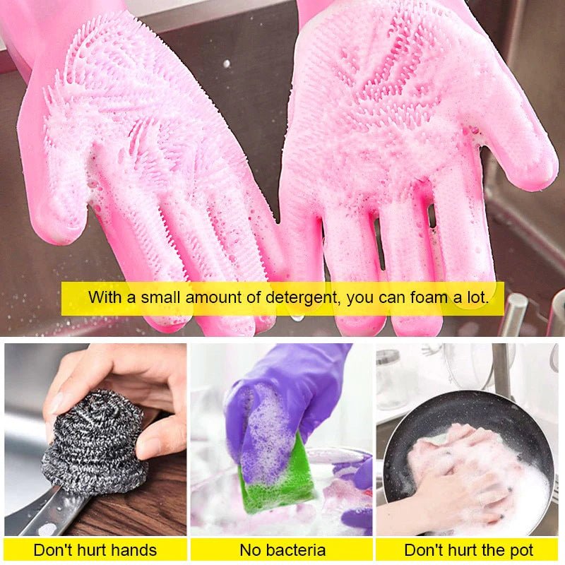 Reusable Silicone Magic Washing Gloves Pair with Scrubber for Kitchen, Bathroom, Car, Pet and Multipurpose Cleaning and Washing - Online Shopping in Pakistan: Beauty, Fashion, Electronics, Sports & Lifestyle, VR, Skincare