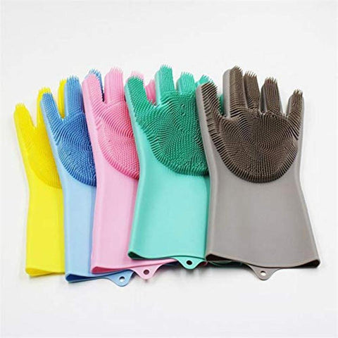 Reusable Silicone Magic Washing Gloves Pair with Scrubber for Kitchen, Bathroom, Car, Pet and Multipurpose Cleaning and Washing - Online Shopping in Pakistan: Beauty, Fashion, Electronics, Sports & Lifestyle, VR, Skincare