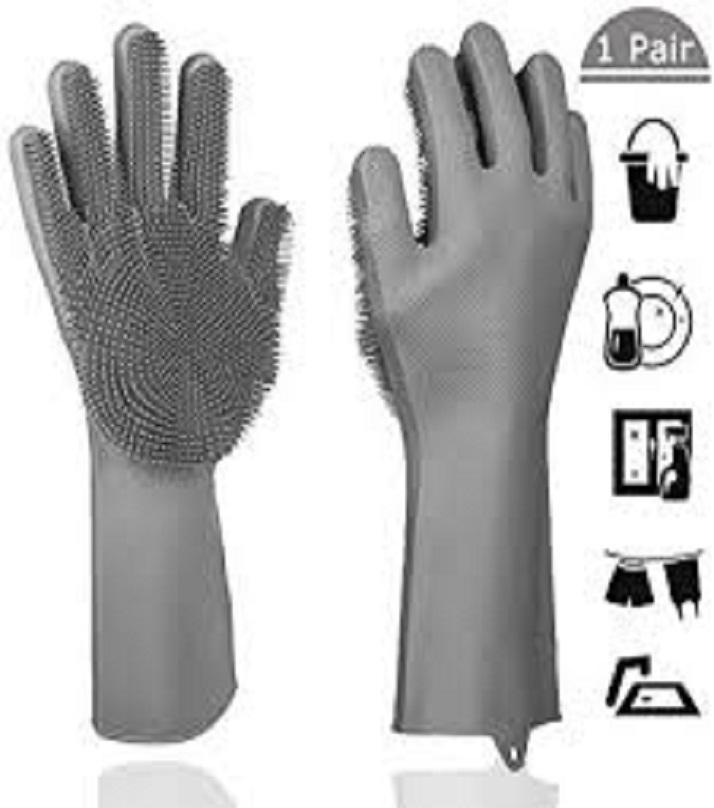 Reusable Silicone Magic Washing Gloves Pair with Scrubber for Kitchen, Bathroom, Car, Pet and Multipurpose Cleaning and Washing - Online Shopping in Pakistan: Beauty, Fashion, Electronics, Sports & Lifestyle, VR, Skincare