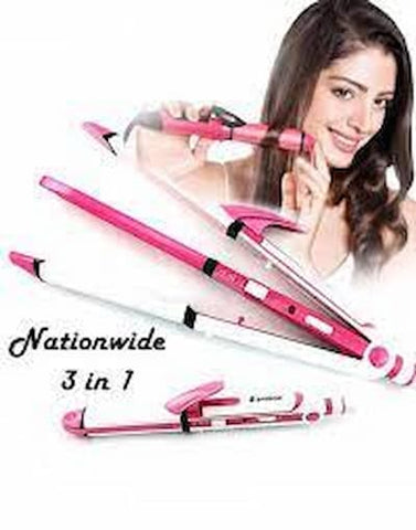 Shinon 3 IN 1 Hair Iron Professional Hair Straightener, Curler And Crimper Hair Styling Machine - Online Shopping in Pakistan: Beauty, Fashion, Electronics, Sports & Lifestyle, VR, Skincare