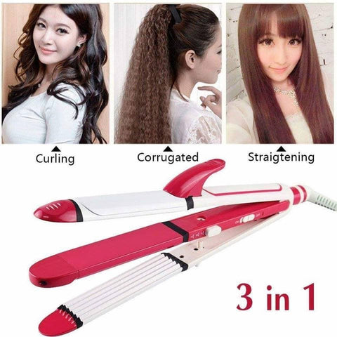 Shinon 3 IN 1 Hair Iron Professional Hair Straightener, Curler And Crimper Hair Styling Machine - Online Shopping in Pakistan: Beauty, Fashion, Electronics, Sports & Lifestyle, VR, Skincare