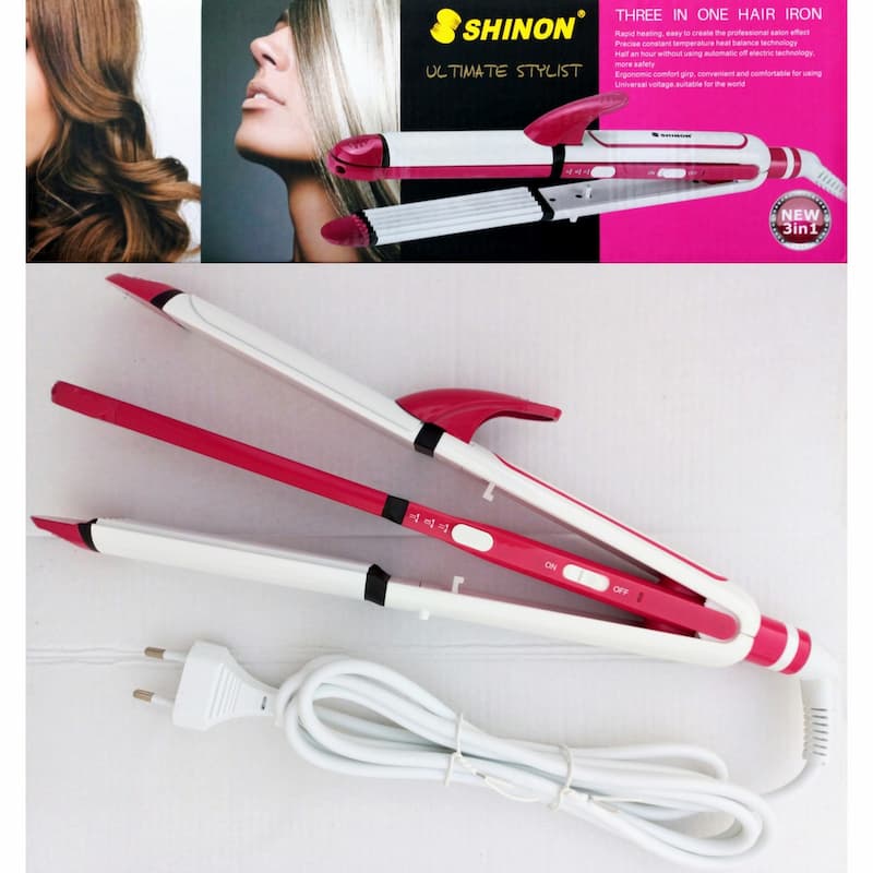 Shinon 3 IN 1 Hair Iron Professional Hair Straightener, Curler And Crimper Hair Styling Machine - Online Shopping in Pakistan: Beauty, Fashion, Electronics, Sports & Lifestyle, VR, Skincare