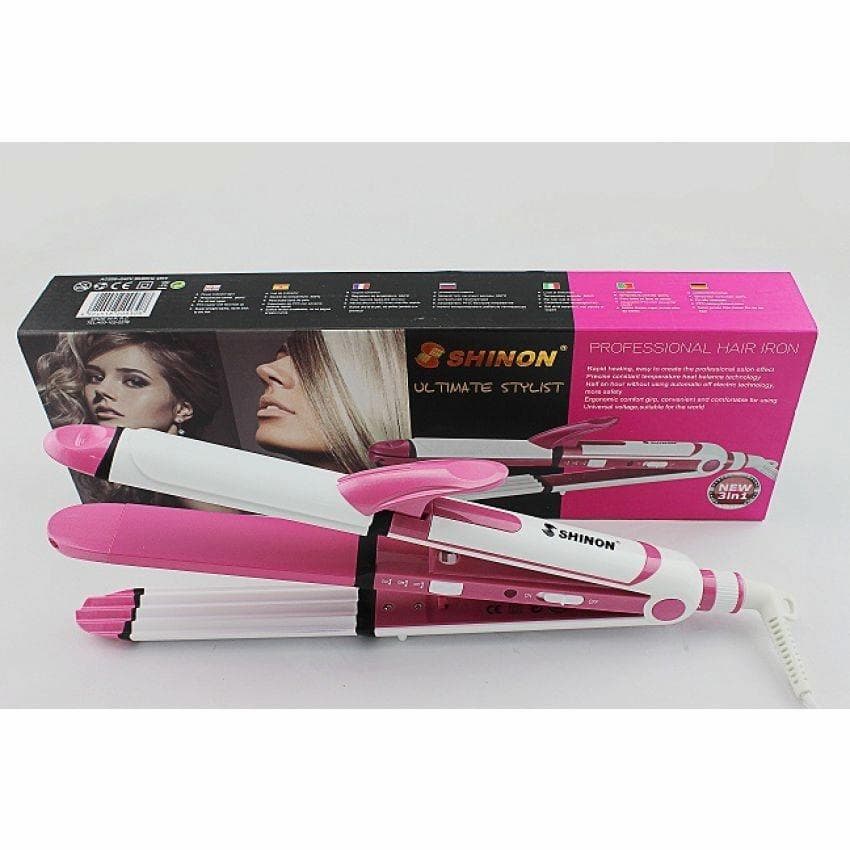 Shinon 3 IN 1 Hair Iron Professional Hair Straightener, Curler And Crimper Hair Styling Machine - Online Shopping in Pakistan: Beauty, Fashion, Electronics, Sports & Lifestyle, VR, Skincare