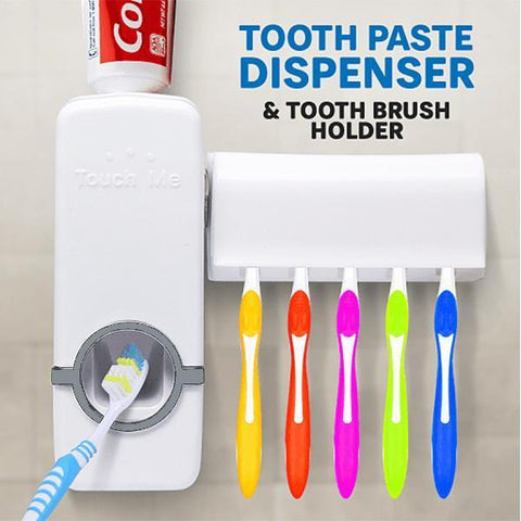 Toothpaste Dispenser With Tooth Brush Holder - White - Online Shopping in Pakistan: Beauty, Fashion, Electronics, Sports & Lifestyle, VR, Skincare