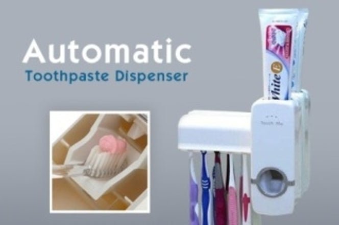 Toothpaste Dispenser With Tooth Brush Holder - White - Online Shopping in Pakistan: Beauty, Fashion, Electronics, Sports & Lifestyle, VR, Skincare