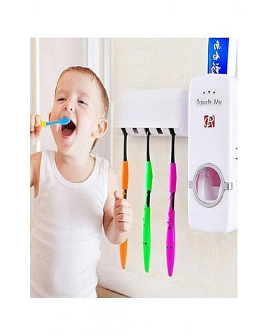 Toothpaste Dispenser With Tooth Brush Holder - White - Online Shopping in Pakistan: Beauty, Fashion, Electronics, Sports & Lifestyle, VR, Skincare