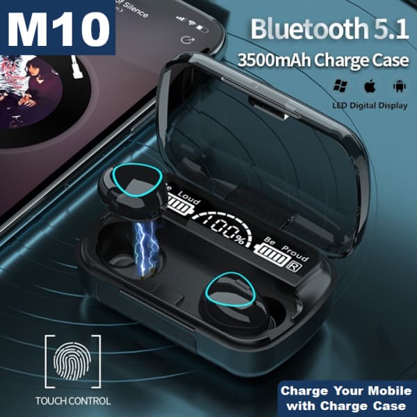 TWS M10 Earbuds Bluetooth 5.1 Earphones 3500mAh Charging Box Wireless Stereo - Online Shopping in Pakistan: Beauty, Fashion, Electronics, Sports & Lifestyle, VR, Skincare