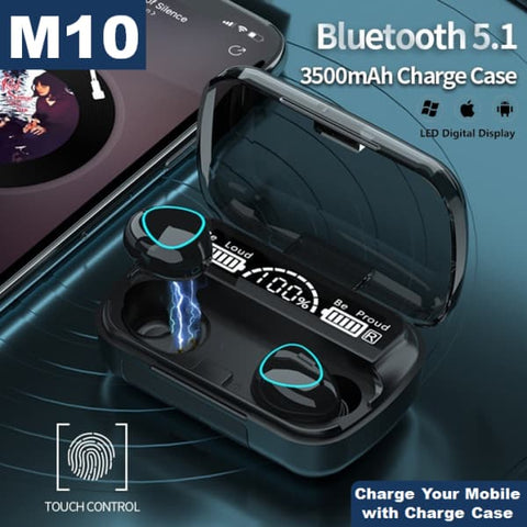 TWS M10 Earbuds Bluetooth 5.1 Earphones 3500mAh Charging Box Wireless Stereo - Online Shopping in Pakistan: Beauty, Fashion, Electronics, Sports & Lifestyle, VR, Skincare