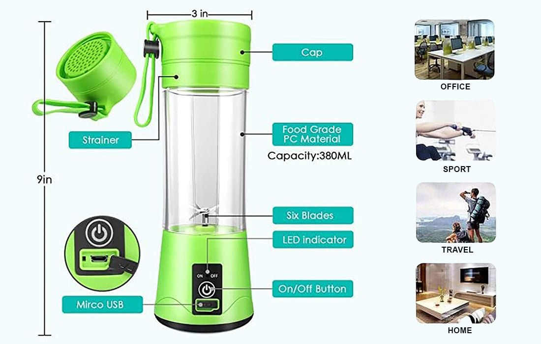 USB Rechargeable Juicer Blender 4 Blades Multi Functional USB Portabler Mixer - Online Shopping in Pakistan: Beauty, Fashion, Electronics, Sports & Lifestyle, VR, Skincare