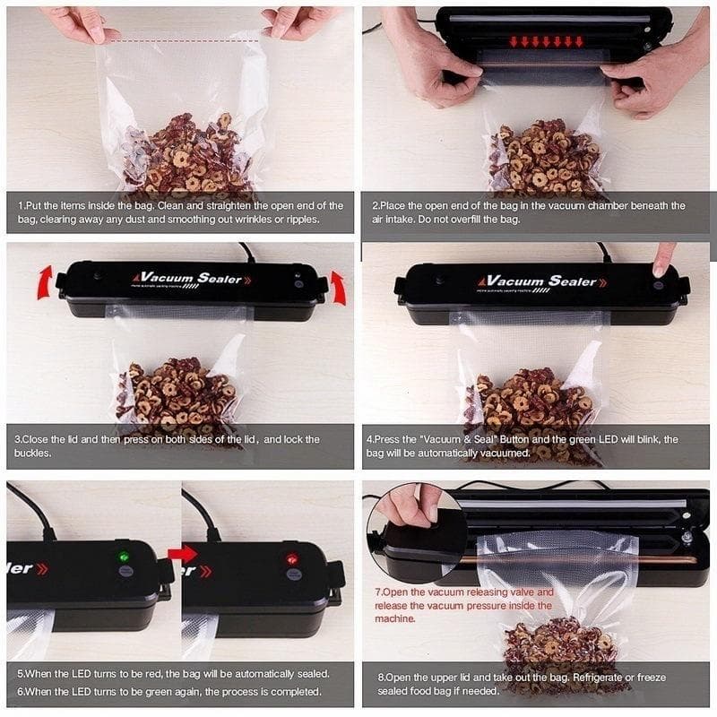 Vacuum Sealer Machine - Automatic Food Sealer for Food Preservation, Suitable for Dry & Moist Food, Portable Sealer with 10 Vacuum Sealer Bags - Online Shopping in Pakistan: Beauty, Fashion, Electronics, Sports & Lifestyle, VR, Skincare