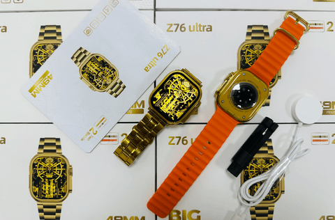 Z76 Ultra Smart Watch Golden Edition | BT Calling & Big 2.06 Infinite Display | Sports Mode Functions | 2 Pairs of Straps | Wireless Charging - Online Shopping in Pakistan: Beauty, Fashion, Electronics, Sports & Lifestyle, VR, Skincare