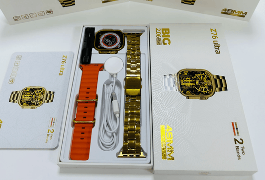 Z76 Ultra Smart Watch Golden Edition | BT Calling & Big 2.06 Infinite Display | Sports Mode Functions | 2 Pairs of Straps | Wireless Charging - Online Shopping in Pakistan: Beauty, Fashion, Electronics, Sports & Lifestyle, VR, Skincare